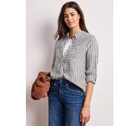 Hemdbluse STREET ONE, Damen, Gr. 44, espresso braun, Web, Obermaterial: 100% Leinen, gestreift, regular fit normal, Rundhals, Manschette, Blusen Hemdbluse, mit Streifen Muster (70839742-44) espresso b