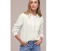 Hemdbluse STREET ONE, Damen, Gr. 44, sanftes weiß, Web, 100% Baumwolle, unifarben, normal normal, V-Ausschnitt, Bündchen, Blusen Hemdbluse, aus reiner Baumwolle (55667701-44) sanftes weiß