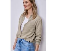 Hemdbluse STREET ONE, Damen, Gr. 44, timeless beige, Web, 100% Baumwolle, unifarben, normal normal, V-Ausschnitt, Bündchen, Blusen Hemdbluse, aus reiner Baumwolle (47720516-44) timeless beige