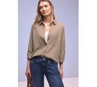 Hemdbluse STREET ONE, Damen, Gr. 46, light terra mocha, Stoff, 100% Lyocell, unifarben, klassisch normal, V-Ausschnitt, Bündchen, Blusen Hemdbluse, mit 3/4 Ärmeln (43232112-46) light terra mocha