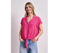 Hemdbluse STREET ONE, Damen, Gr. 46, magenta dream, Stoff, 100% Viskose, unifarben, normal normal, V-Ausschnitt, normaler Saum, Blusen Hemdbluse, mit Knoten am Saum (30057913-46) magenta dream