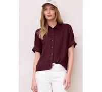 Hemdbluse STREET ONE STUDIO, Damen, Gr. 34, very berry, Web, 100% Leinen, unifarben, regular fit normal, V-Ausschnitt, abgesteppt, Blusen Hemdbluse, mit Knopfleiste (67461467-34) very berry