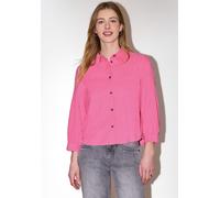 Hemdbluse STREET ONE STUDIO, Damen, Gr. 38, glowy pink, Web, 100% Baumwolle, unifarben, normal normal, V-Ausschnitt, abgesteppt, Blusen Hemdbluse, aus reiner Baumwolle (34384066-38) glowy pink