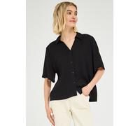 Hemdbluse STREET ONE STUDIO, Damen, Gr. 40, schwarz, Stoff, 85% Viskose, 15% Nylon, unifarben, normal normal, V-Ausschnitt, Manschette, Blusen Hemdbluse, bestehend aus einem Materialmix (61089123-40) 
