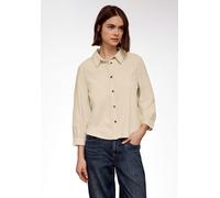 Hemdbluse STREET ONE STUDIO, Damen, Gr. 40, stone sand, Web, 100% Baumwolle, unifarben, normal normal, V-Ausschnitt, abgesteppt, Blusen Hemdbluse, aus reiner Baumwolle (92042950-40) stone sand