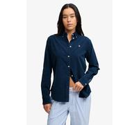 Hemdbluse SUPERDRY "NEEDLE CORD BD L/S SHIRT", Damen, Gr. S, blau (insignia blau), Cord, Obermaterial: 100% Baumwolle, unifarben, slim fit normal, Blusen Hemdbluse, Baumwolle, slim fit, aus feinem Cor
