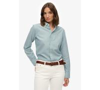 Hemdbluse SUPERDRY "SLIM OXFORD BD L/S SHIRT", Damen, Gr. XS, peppermint chalk stripe oxford, Web, Obermaterial: 100% Baumwolle, gestreift, slim fit normal, Manschette, Blusen Hemdbluse, Baumwolle, sl