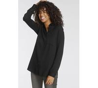 Hemdbluse TAMARIS, Damen, Gr. 40, schwarz, Web, Obermaterial: 100% Viskose, figurumspielend Po-bedeckend, Manschette, Blusen Hemdbluse, im Oversize-Look mit Taschen (12404714-40) schwarz