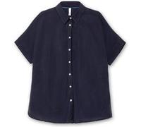 Sheego Hemdbluse mit überschnittenen Schultern 48 tiefblau