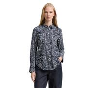 Hemdbluse TOM TAILOR, Damen, Gr. 40, navy abstract dot design, Web, Obermaterial: 53% Baumwolle, 47% Modal, bedruckt, gemustert, casual, regular fit Po-bedeckend, Langarm Manschette, Blusen, mit Muste