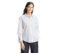 Hemdbluse TOM TAILOR, Damen, Gr. 44, weiß, Web, Obermaterial: 69% Baumwolle, 26% Polyamid, 5% Elasthan, unifarben, oversize Po-bedeckend, ohne Ausschnitt, Manschette, Blusen Hemdbluse, mit Streifen Mu