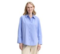 Hemdbluse TOM TAILOR "Loose", Damen, Gr. 42, dremy blau, Obermaterial: 50% Baumwolle, 50% Lyocell, unifarben, regular fit Po-bedeckend, Manschette, Blusen Hemdbluse, mit Manschetten (93650435-42) drem