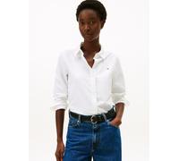 Hemdbluse TOMMY HILFIGER "COTTON EASY SHIRT", Damen, Gr. 34, weiß (th optic weiß), Web, Obermaterial: 100% Baumwolle, unifarben, regular fit Po-bedeckend, Rundhals, Blusen Hemdbluse (47703312-34) th o