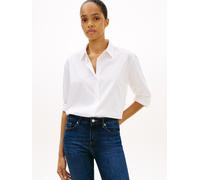Hemdbluse TOMMY HILFIGER "COTTON EASY SHIRT", Damen, Gr. 40, th optic weiß, Web, Obermaterial: 100% Baumwolle, unifarben, regular fit Po-bedeckend, Rundhals, Blusen Hemdbluse (47703312-40) th optic we