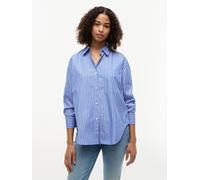 Hemdbluse TOMMY HILFIGER "MODERN POPLIN BLUE STR SHIRT LS", Damen, Gr. 36, stacking stp, verona blau, Web, Obermaterial: 100% Baumwolle, gestreift, regular fit hüftbedeckend, Rundhals, eingesetzt, Blu