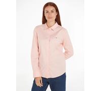 Hemdbluse TOMMY HILFIGER "STRETCH OXFORD REGULAR SHIRT", Damen, Gr. 32, pink (delicate pink), Web, Obermaterial: 100% Baumwolle, unifarben, regular fit, 2-Knopf-Manschette, Blusen Hemdbluse, mit Logos