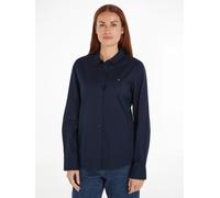 Hemdbluse TOMMY HILFIGER "STRETCH OXFORD REGULAR SHIRT", Damen, Gr. 38, blau (desert sky), Web, Obermaterial: 100% Baumwolle, unifarben, regular fit, 2-Knopf-Manschette, Blusen Hemdbluse, mit Logostic