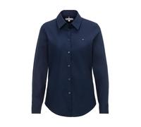 Hemdbluse TOMMY HILFIGER "STRETCH REGULAR LS SHIRT", Damen, Gr. 40, blau (schwarz night navy), Web, Obermaterial: 97% Baumwolle, 3% Elasthan, unifarben, regular fit normal, Manschette, Blusen Hemdblus