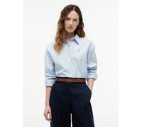 Hemdbluse TOMMY HILFIGER "SUMMER POPLIN LS BOXY SHIRT", Damen, Gr. 38, blau (breezy blau), Web, Obermaterial: 100% Baumwolle, unifarben, regular fit normal, Rundhals, eingesetzt, Blusen Hemdbluse, Bau