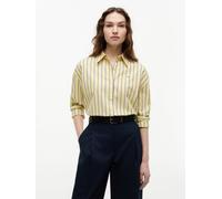 Hemdbluse TOMMY HILFIGER "SUMMER POPLIN LS BOXY SHIRT", Damen, Gr. 38, gelb (liquorice stp citronella), Web, Obermaterial: 100% Baumwolle, gestreift, regular fit normal, Rundhals, eingesetzt, Blusen H