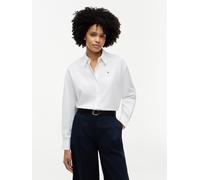 Hemdbluse TOMMY HILFIGER "SUMMER POPLIN LS BOXY SHIRT", Damen, Gr. 42, th optic weiß, Web, Obermaterial: 100% Baumwolle, unifarben, regular fit normal, Rundhals, eingesetzt, Blusen Hemdbluse, Baumwoll