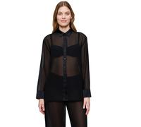 Hemdbluse TRIUMPH "A Weekend to Remember Shirt", Damen, Gr. 40, schwarz, Chiffon, Obermaterial: 100% Polyester, hüftbedeckend, ohne Ausschnitt, Blusen Hemdbluse, transparenter Look (47170953-40) schwa