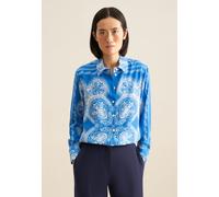 Hemdbluse SEIDENSTICKER "Schwarze Rose", Damen, Gr. M (38), blau, 100% Viskose, bedruckt, regular fit, ohne Ausschnitt, Langarm, Blusen, Langarm Kragen Tuchprint (19575961-38) blau