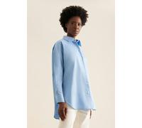 Longbluse SEIDENSTICKER "Schwarze Rose", Damen, Gr. XS (34), blau (mittelblau), 100% Baumwolle, unifarben, oversize, ohne Ausschnitt, Langarm, Blusen, Langarm Kragen Uni (84884159-34) mittelblau