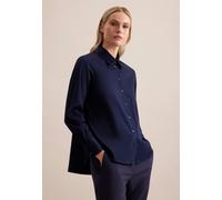 Hemdbluse SEIDENSTICKER, Damen, Gr. M38, blau (dunkelblau), 97% Baumwolle; 3% Elasthan, unifarben, regular fit, ohne Ausschnitt, Blusen Hemdbluse, 1/1 Kragen Uni (61917916-38) dunkelblau