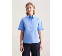 Hemdbluse SEIDENSTICKER "Schwarze Rose", Damen, Gr. 3XL (46), blau, 100% Baumwolle, unifarben, regular fit, ohne Ausschnitt, Halbarm, Blusen, 1/2 Kragen Uni (74499169-46) blau