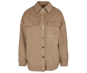 Hemdbluse URBAN CLASSICS "Urban Classics Damen Ladies Classic Overshirt", Damen, Gr. M, beige (lightground), 88% Polyester, 10% Viskose, 2% Elasthan, Blusen Hemdbluse (14084354-M) lightground