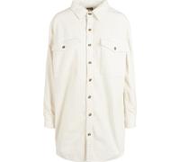 Hemdbluse URBAN CLASSICS "Urban Classics Damen Ladies Long Corduroy Overshirt", Damen, Gr. 5XL, weiß (sandweiß), 100% Baumwolle, Blusen Hemdbluse (62817310-5XL) sandweiß