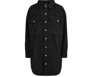 Hemdbluse URBAN CLASSICS "Urban Classics Damen Ladies Long Corduroy Overshirt", Damen, Gr. XS, schwarz, 100% Baumwolle, unifarben, oversize, amerikanischer Ausschnitt, Blusen Hemdbluse (97789731-XS) s