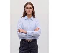 Hemdbluse VERO MODA "VMARIA LS SHORT BOXY SHIRT WVN NOOS", Damen, Gr. XL, ice melt stripes:ika stripes, Web, Obermaterial: 54% Baumwolle, 46% Viskose, gestreift, loose fit kurz, Blusen Hemdbluse, Baum