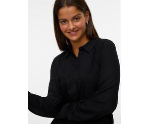 Hemdbluse VERO MODA "VMBUMPY L/S BASIC SHIRT WVN GA NOOS", Damen, Gr. XS, schwarz, Web, Obermaterial: 100% Viskose, unifarben, regular fit normal, Blusen Hemdbluse (30893836-XS) schwarz