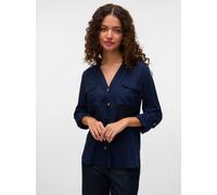 VERO MODA Damen Vmbumpy L/S Shirt New WVN Ga Noos Langarmbluse, Navy Blazer, M