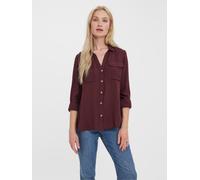 Hemdbluse VERO MODA "VMBUMPY L/S SHIRT NEW WVN GA NOOS", Damen, Gr. M, rot (winetasting), Web, Obermaterial: 100% Viskose, unifarben, regular fit Po-bedeckend, V-Ausschnitt, mit Riegel Manschette, Blu