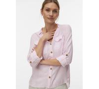 Hemdbluse VERO MODA "VMBUMPY L/S SHIRT NEW WVN GA NOOS", Damen, Gr. S, bonbon stripes:eva snow weiß, Web, Obermaterial: 100% Viskose, gestreift, regular fit Po-bedeckend, V-Ausschnitt, mit Riegel Mans