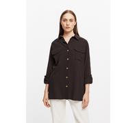 Hemdbluse VERO MODA "VMBUMPY L/S SHIRT NEW WVN GA NOOS", Damen, Gr. XS, braun (chocolate torte), Web, Obermaterial: 100% Viskose, unifarben, regular fit Po-bedeckend, V-Ausschnitt, mit Riegel Manschet