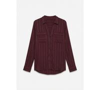 Hemdbluse VERO MODA "VMBUMPY LS GLITTER SHIRT WVN GA NOOS", Damen, Gr. L, braun (windsor wine stripes:silber lurex), Web, Obermaterial: 98% Viskose, 2% metallisierte Fasern, gestreift, regular fit Po-
