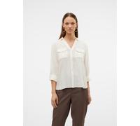 Hemdbluse VERO MODA "VMBUMPY LS GLITTER SHIRT WVN GA NOOS", Damen, Gr. L, weiß (snow weiß stripes:gold lurex), Web, Obermaterial: 98% Viskose, 2% metallisierte Fasern, gestreift, regular fit Po-bedeck
