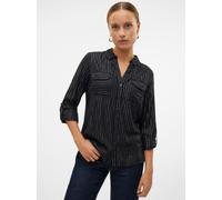 Vero Moda Damen Langarmbluse Vmbumpy LS Glitter WVN Noos – Schwarz/Streifen Silber Lurex – XL