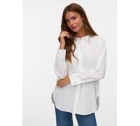 Hemdbluse VERO MODA "VMELINA LS SHIRT WVN NOOS", Damen, Gr. L, weiß (hellweiß), Web, Obermaterial: 100% Baumwolle, unifarben, bequem Po-bedeckend, 2-Knopf-Manschette mit Schlitz, Blusen Hemdbluse, Bau