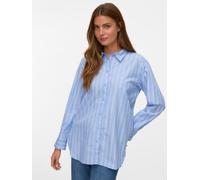 Hemdbluse VERO MODA "VMELINA LS SHIRT WVN NOOS", Damen, Gr. M, weiß (hydrangea stripes:ella snow weiß, schwarz), Web, Obermaterial: 100% Baumwolle, gestreift, bequem Po-bedeckend, 2-Knopf-Manschette m