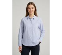 Hemdbluse VERO MODA "VMINGE L/S SHIRT WVN BTQ", Damen, Gr. M, blau (palace blau stripes:snow weiß), Web, Obermaterial: 59% Baumwolle, 41% Polyester, gestreift, regular fit normal, Blusen Hemdbluse, mi