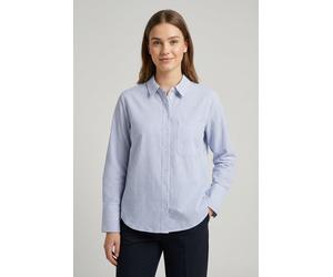 Hemdbluse VERO MODA "VMINGE L/S SHIRT WVN BTQ", Damen, Gr. M, palace blau stripes:snow weiß, Web, Obermaterial: 59% Baumwolle, 41% Polyester, gestreift, regular fit normal, Blusen Hemdbluse, mit Brust
