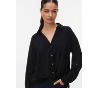 Hemdbluse VERO MODA "VMIZZY LS DETAIL SHIRT WVN BTQ GA", Damen, Gr. XL, schwarz, Obermaterial: 100% Polyester, unifarben, regular fit, Blusen Hemdbluse, mit geknoteter Front (50156420-XL) schwarz