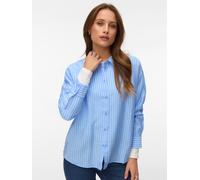 Hemdbluse VERO MODA "VMKAJA LS SHIRT WVN", Damen, Gr. L, vista blau stripes:sandra, Obermaterial: 83% Viskose, 17% Nylon, gestreift, regular fit, Blusen Hemdbluse, mit Streifen (37510508-L)