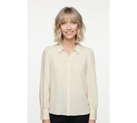 Hemdbluse VERO MODA "VMMILLIE LS SHIRT WVN GA", Damen, Gr. M, beige (birch stripes:schwarz), Obermaterial: 80% Viskose, 20% Nylon, gestreift, regular fit normal, Rundhals, Blusen Hemdbluse, mit Streif
