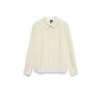 Hemdbluse VERO MODA "VMMILLIE LS SHIRT WVN GA", Damen, Gr. S, birch stripes:schwarz, Obermaterial: 80% Viskose, 20% Nylon, gestreift, regular fit normal, Rundhals, Blusen Hemdbluse, mit Streifen (4927